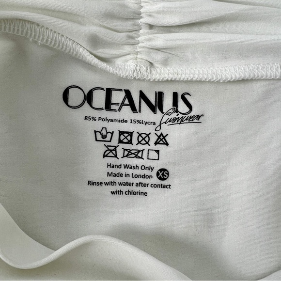 New Oceanus 2pc Bikini Swimsuit White Black Hand Beaded Print size XS - Picture 5 of 10